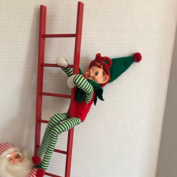 Vtg Santa and Elf Climbing Ladder Decor - Picture 3 of 15